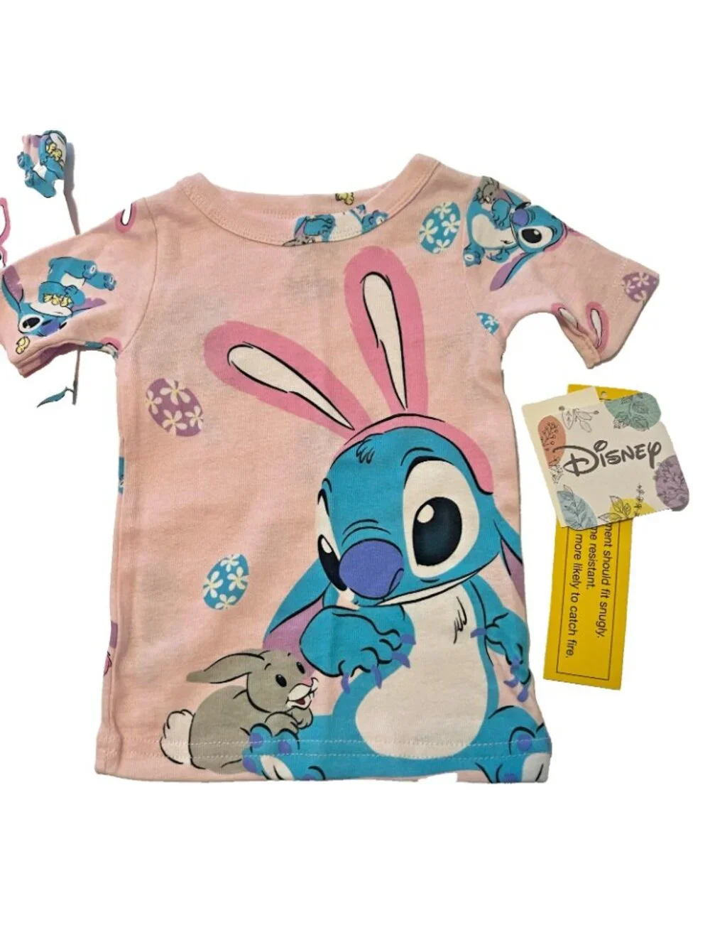 Disney Stitch Pink Easter Bunny Kids Pajamas Sz 18M